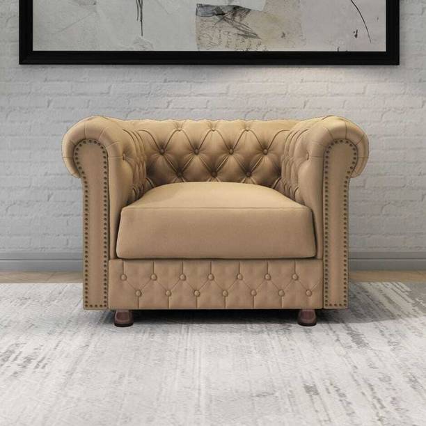India wood mart Wooden Modern Sofa Couch with Deep Seats,Chesterfield 1 Seater Living Room Chair Engineered Wood Living Room Chair