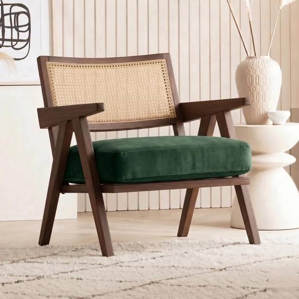 Kingsman Furnitures Abel Rattan Accent Arm Chair for Home Bedroom | Living, Dining & Drawing Room Cane Living Room Chair