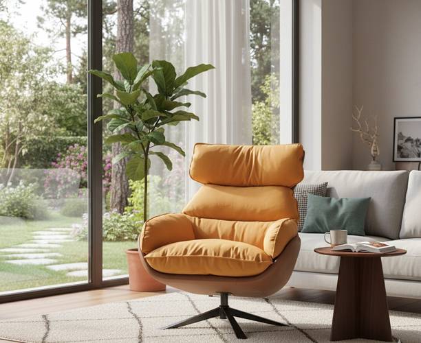 Fiddy Linea Lounge Half-leather Living Room Chair