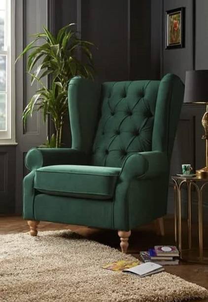 DMKDecor Tufted Wing Chair for Living Room Bedroom - High Back Cushioned Lounge Fabric Living Room Chair