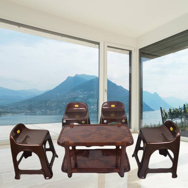 COMFORT Creation Dining Set of 4 Chairs & 1 Table Plastic Living Room Chair