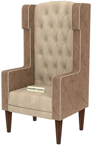 Woodenspace Beleza Tufted Luxury Wing Chair Sofa-Beige-Wing Chair Solid Wood Living Room Chair