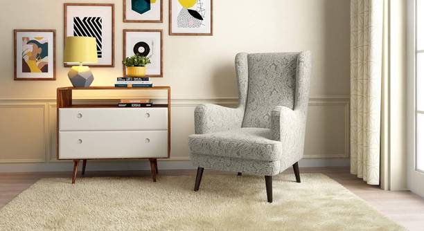 LKBS ARTS Fabric Upholstered Living Room Chair/ Wing Chair With High Back Rest/ Arm Rest| Engineered Wood Living Room Chair