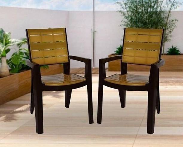 COMFORT Creation Designer Series Plastic Arm Chair Double Insert Stackable chair-Set of 2 Plastic Living Room Chair