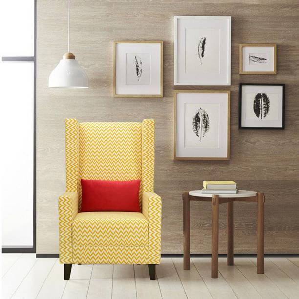 Flipkart Perfect Homes Amor Straight Ochre Wing Chair Solid Wood Living Room Chair