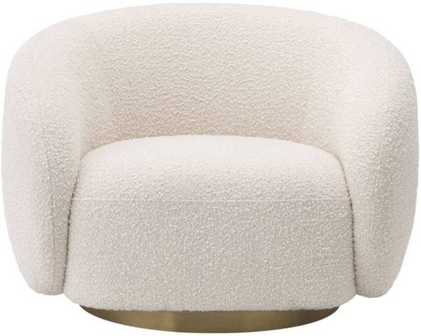 Kingsman Furnitures Brok 360° Swivel Premium Cream Boucle Fabric Living Room Chair