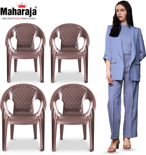 MAHARAJA Premium Plastic Chair –Ergonomic Armrest Design, Chair for Home, Ultra-Durable Plastic Living Room Chair