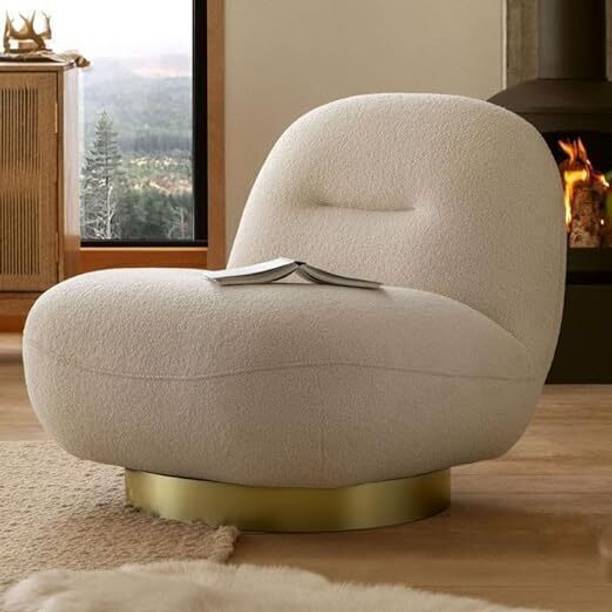 Kingsman Furnitures Otis Swivel/Swing/Rotatable/Revolving comfortable Bedroom Premium Boucle Fabric Living Room Chair