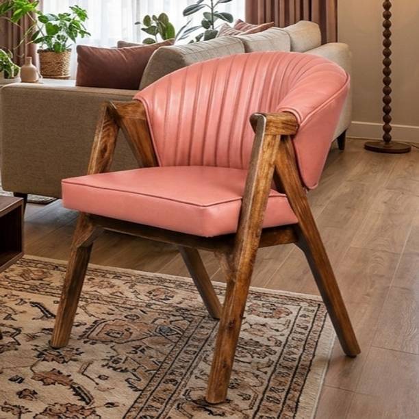 Sheijin Amber Crest Chair Pink Color Leatherette Living Room Chair