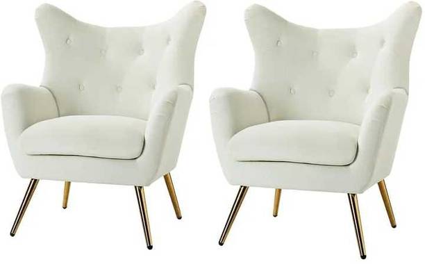 Unique Creation Handicrafts wings chair / wingback chair /wooden chair / [ set of 2 ] Fabric Living Room Chair