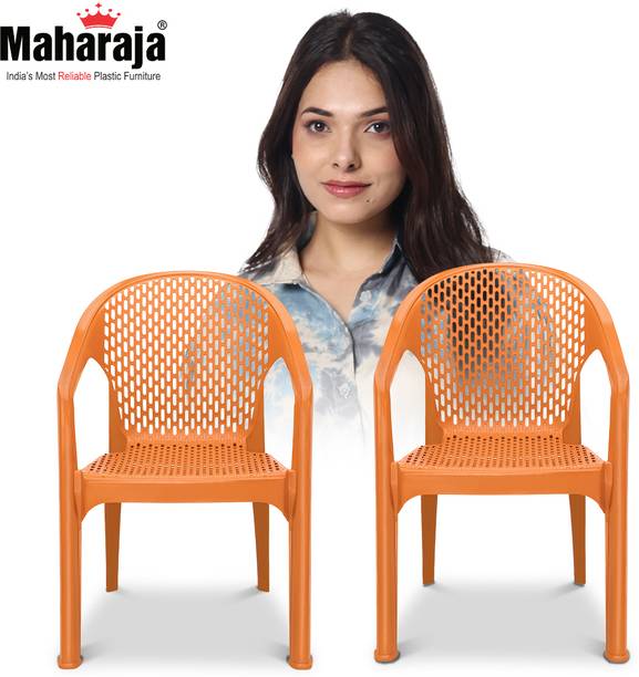 MAHARAJA Premium Plastic Chair –Ergonomic Armrest Design, Chair for Home, Ultra-Durable Plastic Living Room Chair