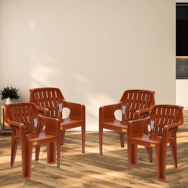 Patiofy Plastic Chair, Arm Chair for Home, Living Room Chair, Outdoor Chair Set of 4 Plastic Living Room Chair