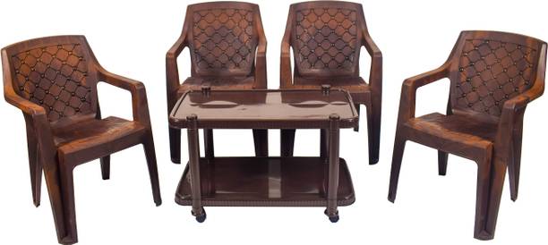 COMFORT Creation Comfort Dinning Table Set of 4 Chairs 1 Table for Home/Office/Restaurant/Garden Plastic 4 Seater Dining Set