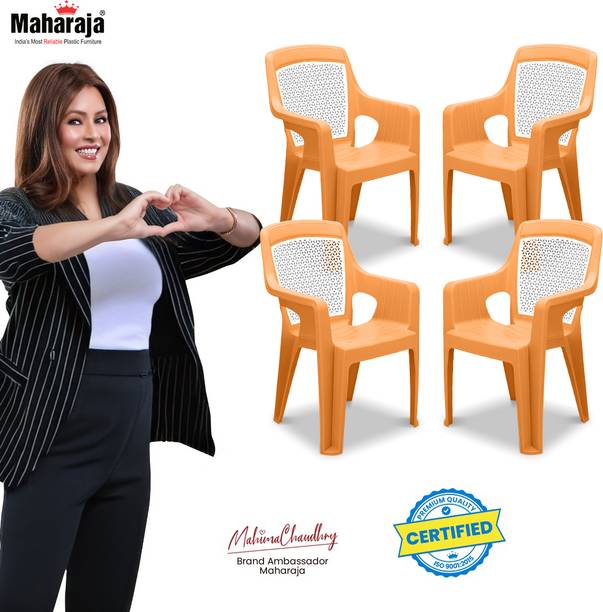 MAHARAJA Premium Plastic Chair –Ergonomic Armrest Design, Chair for Home, Ultra-Durable Plastic Living Room Chair