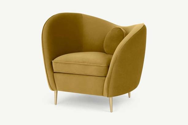 WOODENFACTOR Velvet Lounge Chair for Living Room | Musterd Solid Wood Living Room Chair