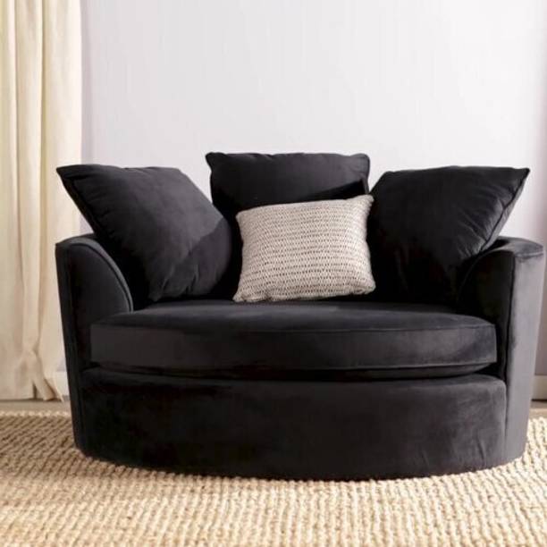 Soul Light Art Barrel chair Large Round Sofa American Round Single Art Leisure Fabric 1 Seater Solid Wood Living Room Chair