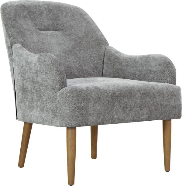 Gautamfurniture Solid Sheesham Wood Accent Chair with Ottoman | Velvet Upholstered RC Foam Living Room Chair