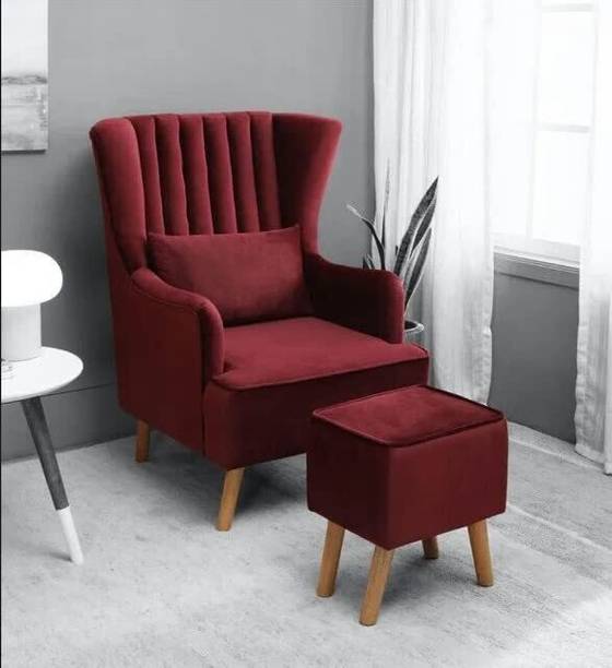 Mooncraft High Back Wing Chair | Chair for Living Room | Chair for Home Solid Wood Living Room Chair