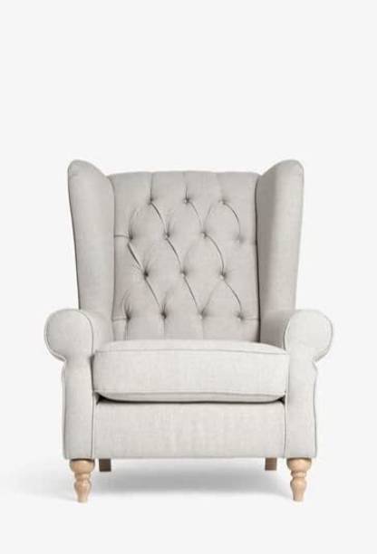 DMKDecor Tufted Wing Chair for Living Room Bedroom - High Back Cushioned Lounge Fabric Living Room Chair