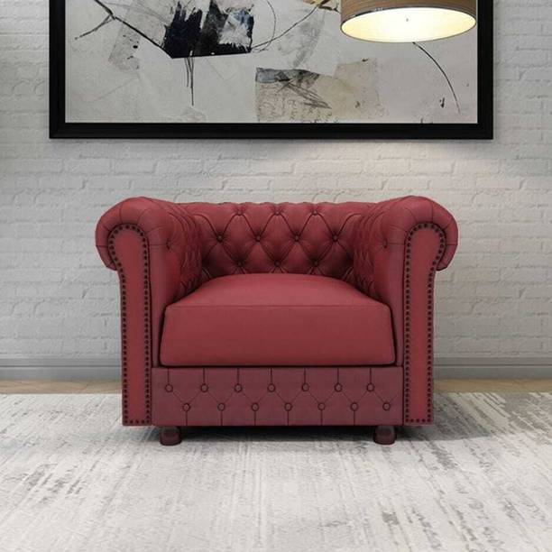 India wood mart Wooden Modern Sofa Couch with Deep Seats,Chesterfield 1 Seater Living Room Chair Engineered Wood Living Room Chair