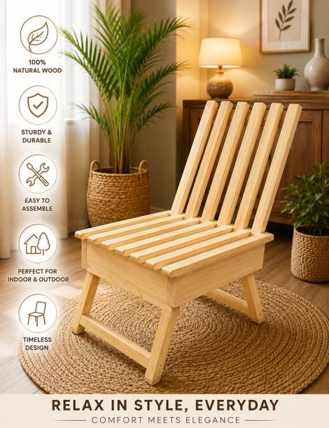 TalhaArtcraft Fully Foldable Wooden Chair for Balcony/Indoor/outdoor Engineered Wood Living Room Chair