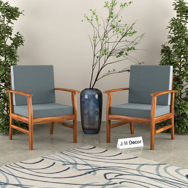 JHDECOR Sheesham Wood Set of 2 Sofa Chairs for Living Room | Office | Cushion Arm Chair Solid Wood Living Room Chair