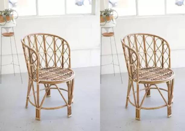 ZAANCREATION Bamboo Wooden Cane (Rattan, Bait) Chair Set of 2 for Indoor and Outdoor Cane Living Room Chair