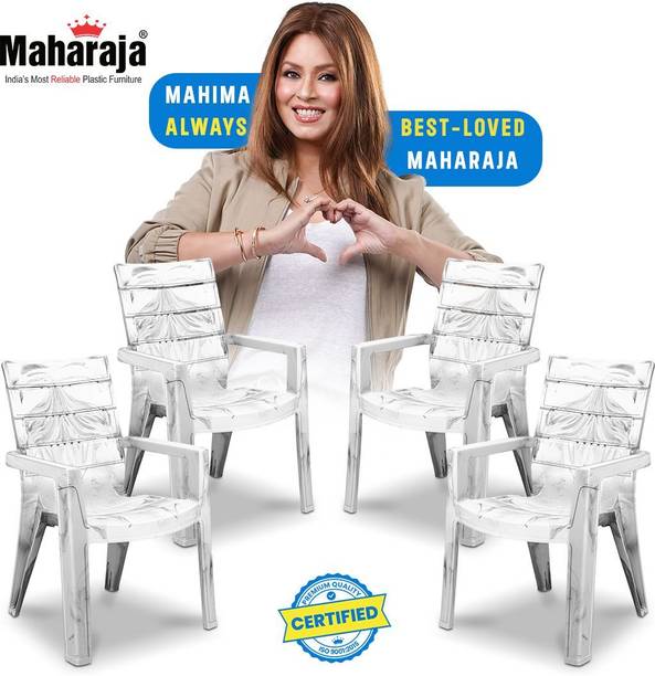 MAHARAJA 100% Virgin Armrest Design Chair | Marble Finish | Luxury Look Plastic Outdoor Chair