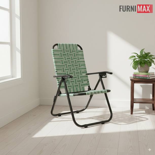 FURNIMAX Adjustable Armrest Folding Chair |Outdoor,Garden Chair |3 Position Arm Recline Metal Living Room Chair