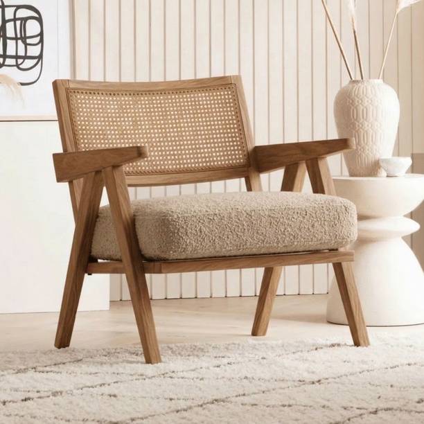 Kingsman Furnitures Abel Rattan Accent Arm Chair for Home Bedroom | Living, Bedroom, Drawing Room Cane Living Room Chair