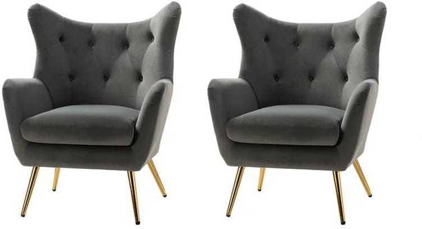 Unique Creation Handicrafts wings chair / wingback chair /wooden chair / [ set of 2 ] Fabric Living Room Chair