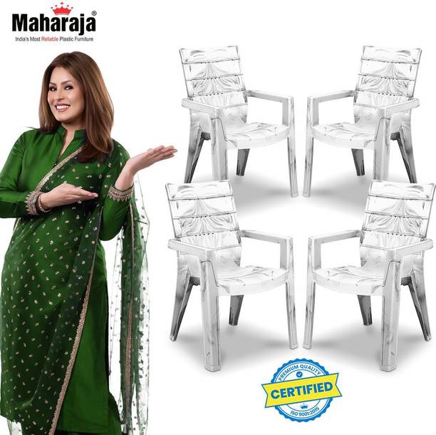 MAHARAJA 100% Virgin Armrest Design Chair | Marble Finish | Luxury Look Plastic Living Room Chair