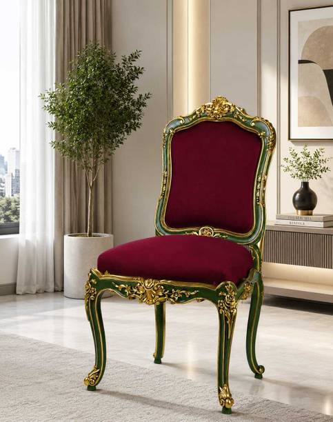 Ashiana Handicrafts Royal Green & Gold Designer Chair | Luxury Upholstered Accent Chair Foam Living Room Chair