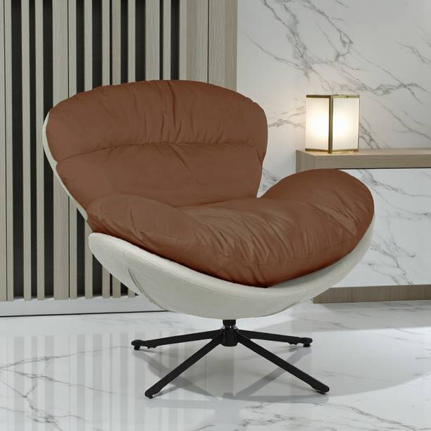 THE ATTIC The Attic Shella Lounge Chair,Comfy 360° Swivel & Relaxing, Brown/Light Grey Fabric Living Room Chair