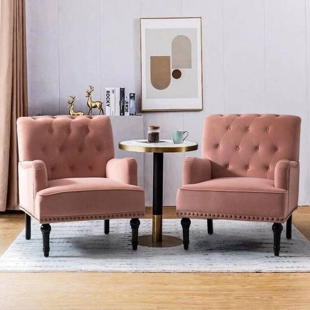 SIYARA DESIGN Velvet Accent Armchair | Single Seater Sofa| Upholstered Chairs Solid Wood Living Room Chair