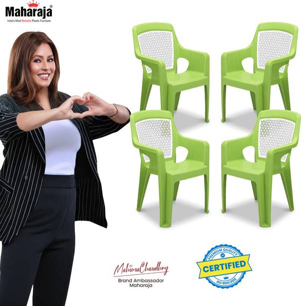 MAHARAJA Premium Plastic Chair ?rgonomic Armrest Design, Chair for Home, Ultra-Durable Plastic Outdoor Chair