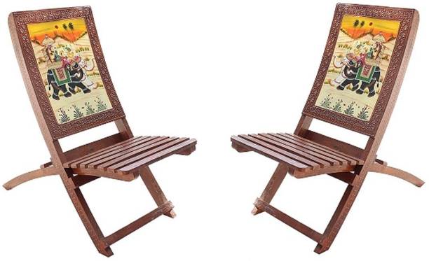 Hindoro Hindoro Handicraft Wooden Folding Chairs - Set of 2 - 36 Inch Height - Traditional Chair Set for Home Decor, Living Room Decor and Gifts Solid Wood Living Room Chair