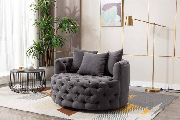 Soul Light Art BARREL CHAIR MODRN W ROUND ACCENT BARREL CHAIR WITH TUFFED Foam Living Room Chair