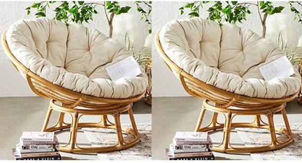 RAINBOW Cane Chair for Indoor & Outdoor Sitting with Cushion For Home ,Balcony & Office Engineered Wood Living Room Chair