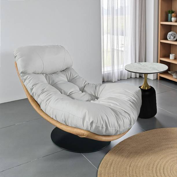 THE ATTIC The Attic Nest Lounge Chair,Comfy 360° Swivel & Relaxing,Camel & Ivory Fabric Living Room Chair