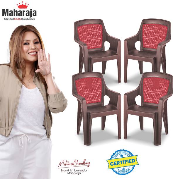 MAHARAJA Premium Plastic Chair –Ergonomic Armrest Design, Chair for Home, Ultra-Durable Plastic Living Room Chair