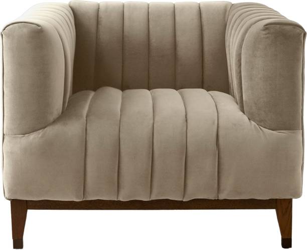 Kingsman Furnitures Asfor Beige Modern Velvet Arm Chair for Hall, Bedroom | Foam Living Room Chair