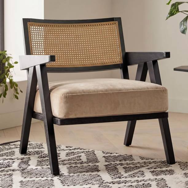 Kingsman Furnitures Abel Rattan Accent Arm Chair for Home Bedroom | Living, Dining & Drawing Room Cane Living Room Chair