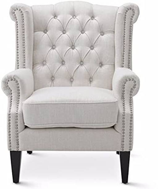 ADORN MART Solid Wood Upholstered Arm Chair Wingback Chair for Living Room Fabric Living Room Chair