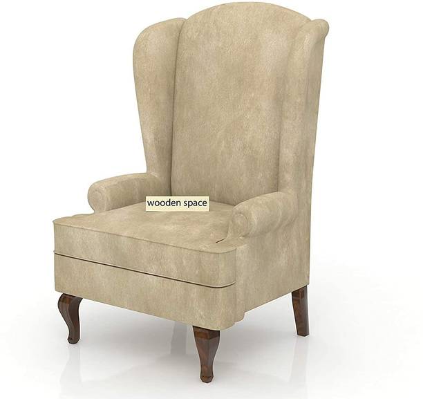 Woodenspace Beleza Tufted Luxury Wing Chair Sofa-Beige-Wing Chair Solid Wood Living Room Chair