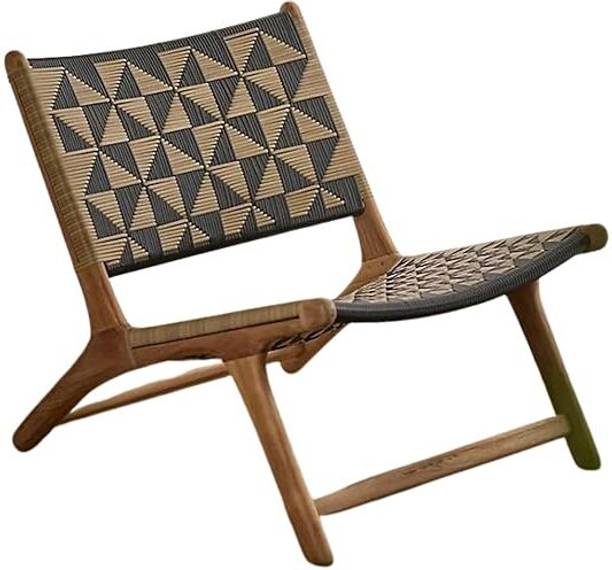 Shanti Art Wooden Woven Lounge Chair | Handcrafted Rope Seating Chair for Living Room Solid Wood Living Room Chair