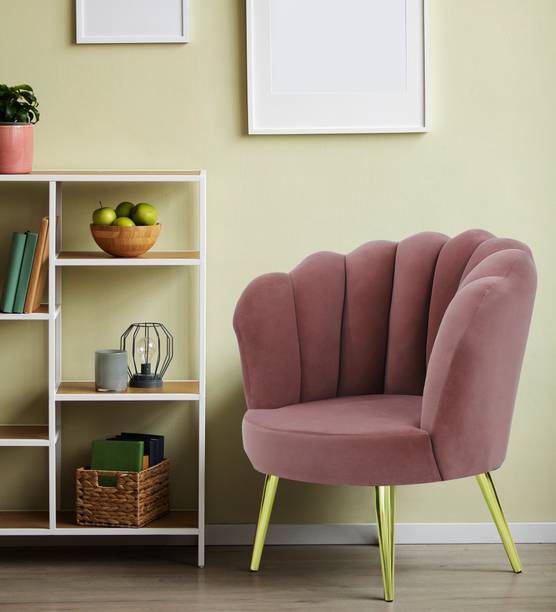 SARITA FURNITURE Modern Velvet Accent Armchair with Metal Legs Solid Wood Living Room Chair