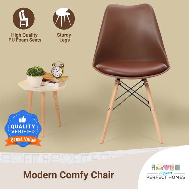 Flipkart Perfect Homes Eames Replica Nordan DSW Stylish Modern Plastic Chairs With Cushions Brown Color Plastic Living Room Chair