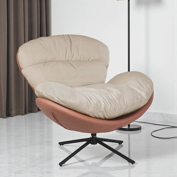 THE ATTIC The Attic Shella Lounge Chair,Comfy 360° Swivel & Relaxing,Peach Beige Fabric Living Room Chair