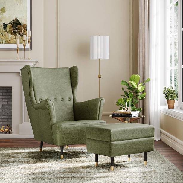 Wakefit Nicco Wing Chair Solid Wood Living Room Chair